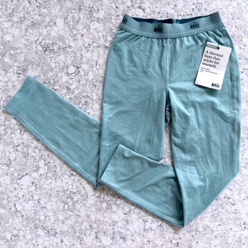 NWT REI Co-op Kids Midweight Base Layer Bottoms Thermal Tights XS 6-7 Sea Spray